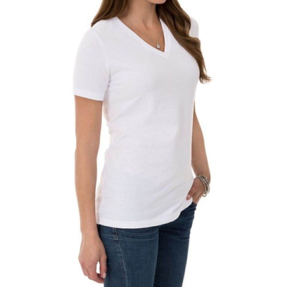 Time and Tru Women's Essential Short Sleeve V-Neck T-Shirt - Picture 2 of 12